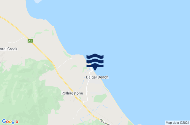 Carte des horaires des marées pour Balgal Beach, Australia
