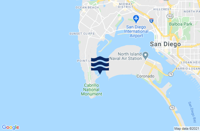 Carte des horaires des marées pour Ballast Point San Diego Bay, United States