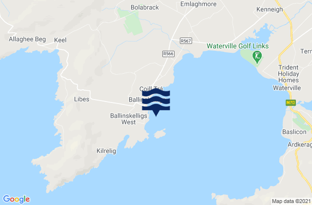 Carte des horaires des marées pour Ballinskelligs Bay Castle, Ireland