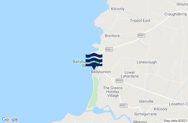 Carte des horaires des marées pour Ballybunnion, Ireland