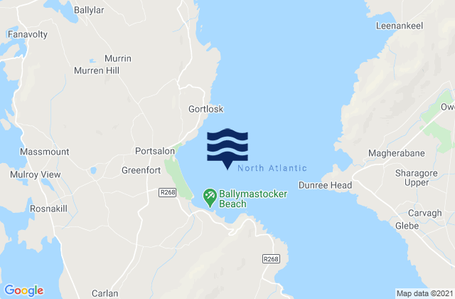 Carte des horaires des marées pour Ballymastocker Bay, Ireland