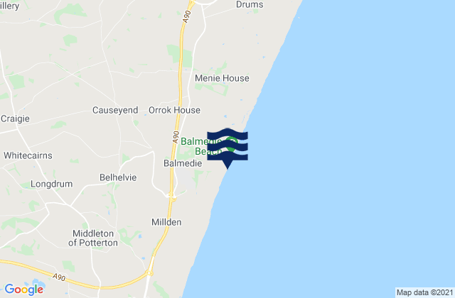 Carte des horaires des marées pour Balmedie Country Park Beach, United Kingdom