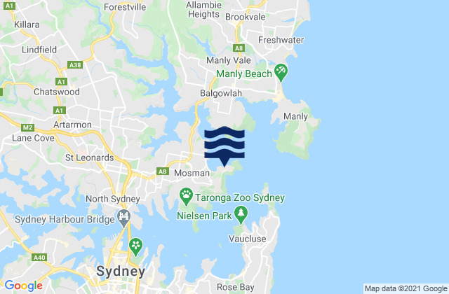 Carte des horaires des marées pour Balmoral Beach, Australia