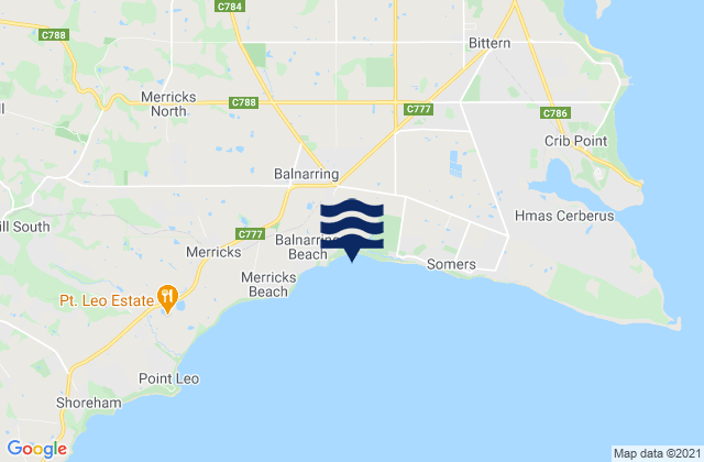 Carte des horaires des marées pour Balnarring, Australia