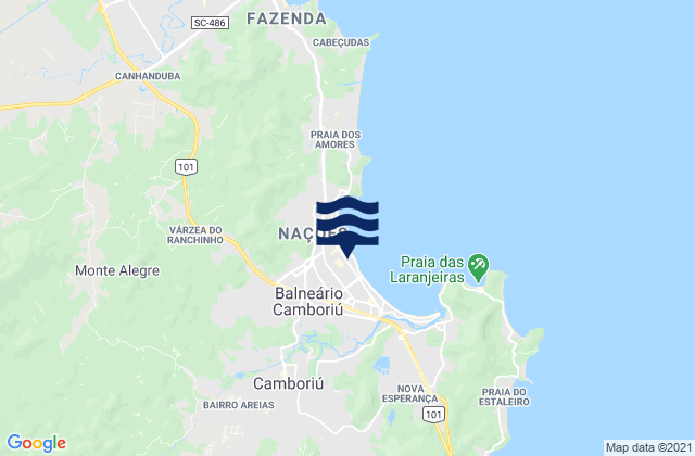Carte des horaires des marées pour Balneario de Camboriu, Brazil