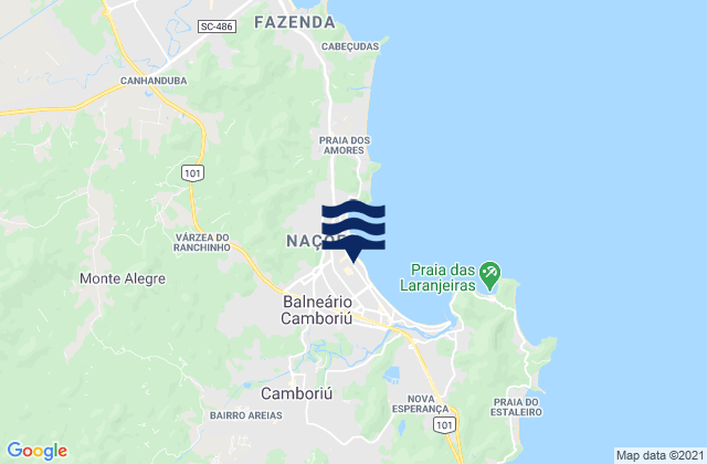 Carte des horaires des marées pour Balneário Camboriú, Brazil