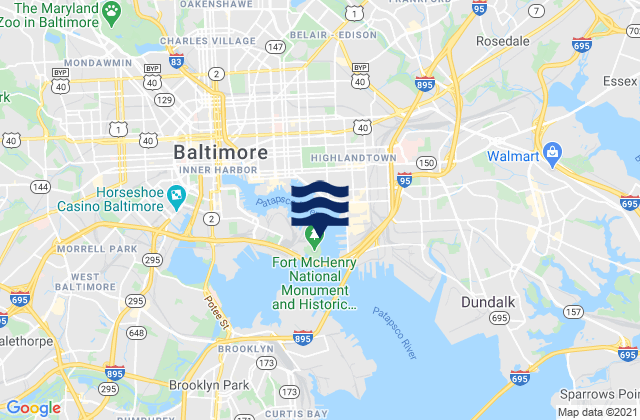 Carte des horaires des marées pour Baltimore Fort Mchenry, United States