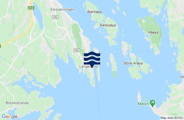 Carte des horaires des marées pour Bamble, Norway