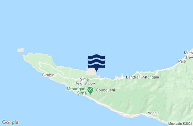 Carte des horaires des marées pour Bandajou, Comoros