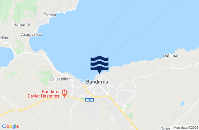 Carte des horaires des marées pour Bandırma, Turkey