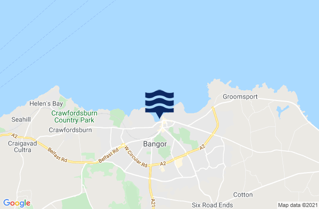 Carte des horaires des marées pour Bangor, United Kingdom