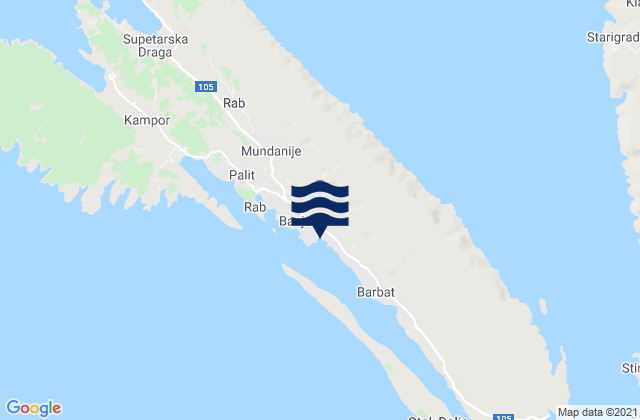 Carte des horaires des marées pour Banjol, Croatia