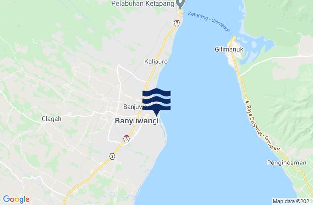 Carte des horaires des marées pour Banjuwangi Bali Strait, Indonesia
