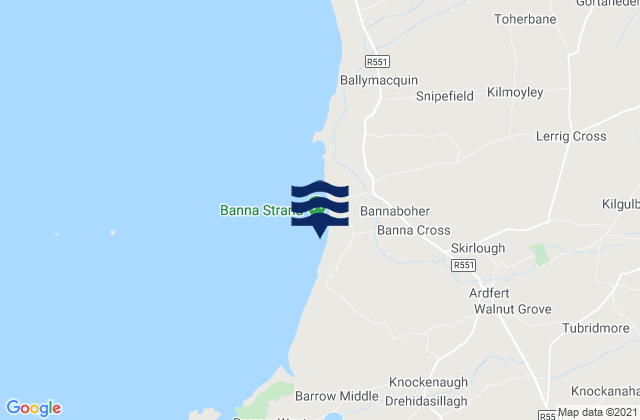 Carte des horaires des marées pour Banna Beach, Ireland