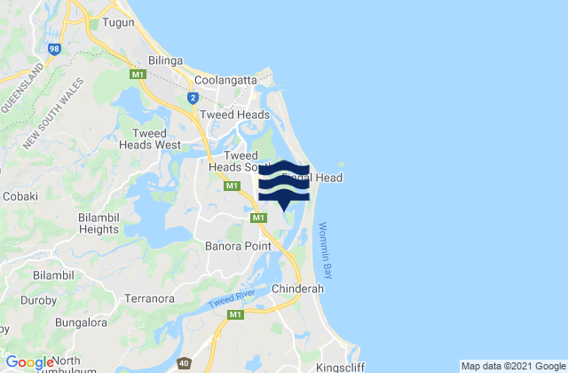 Carte des horaires des marées pour Banora Point, Australia