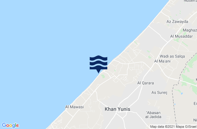 Carte des horaires des marées pour Banī Suhaylā, Palestinian Territory