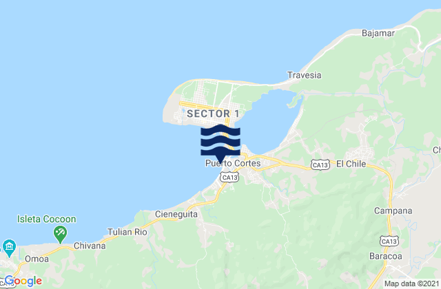 Carte des horaires des marées pour Baracoa, Honduras