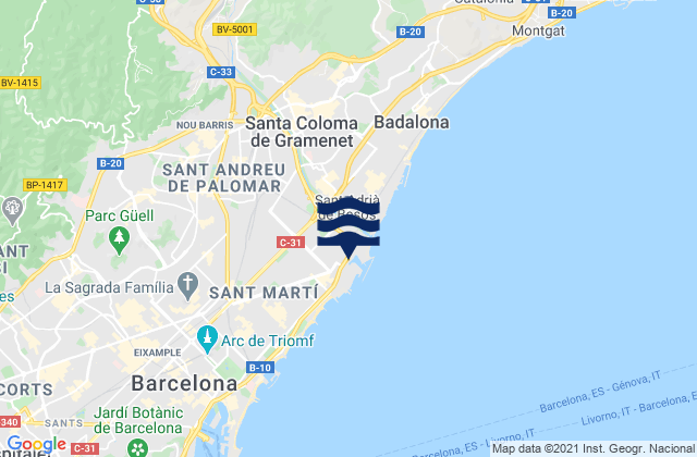 Carte des horaires des marées pour Barberà del Vallès, Spain