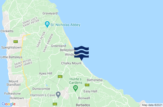 Carte des horaires des marées pour Barclays, Martinique