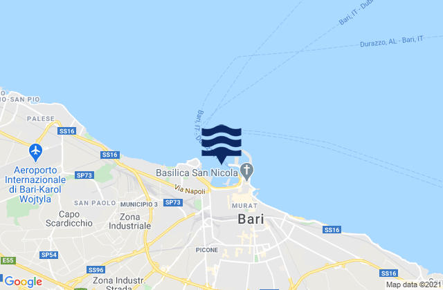 Carte des horaires des marées pour Bari Port, Italy