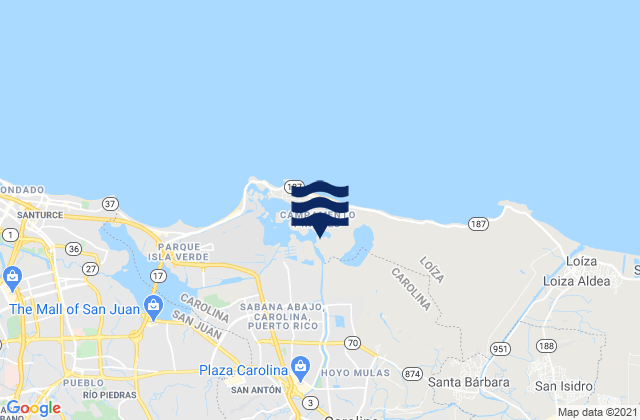 Carte des horaires des marées pour Barrazas Barrio, Puerto Rico