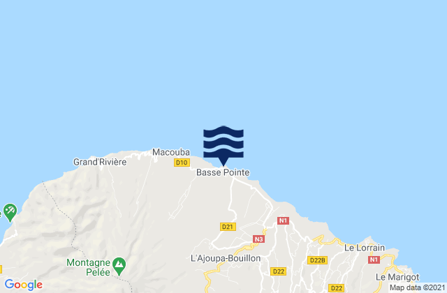 Carte des horaires des marées pour Basse-Pointe, Martinique