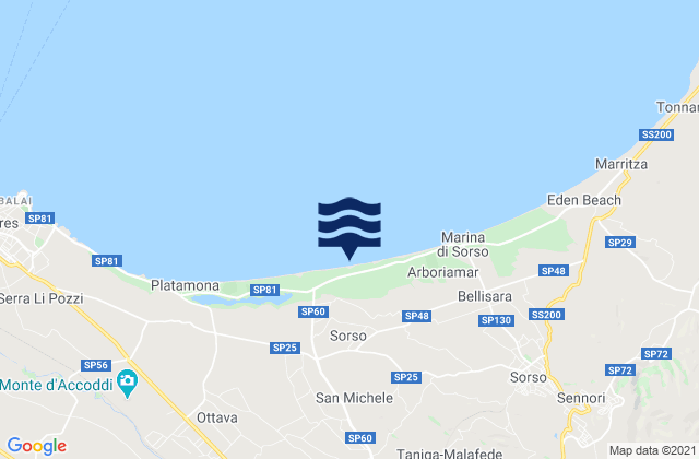 Carte des horaires des marées pour Bau Bau Beach, Italy