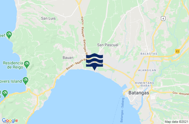 Carte des horaires des marées pour Bauan, Philippines