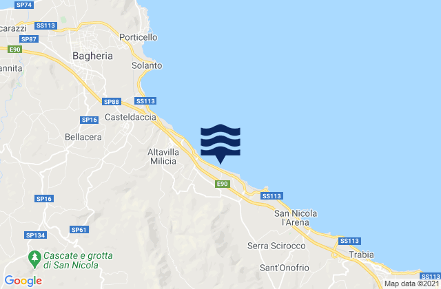 Carte des horaires des marées pour Baucina, Italy