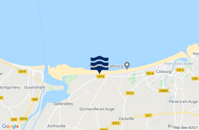 Carte des horaires des marées pour Bavent, France