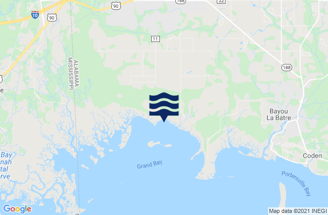 Carte des horaires des marées pour Bayou Caddy, United States