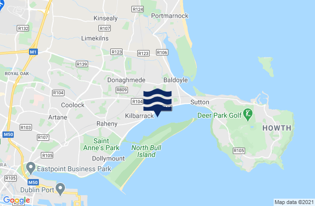 Carte des horaires des marées pour Bayside, Ireland