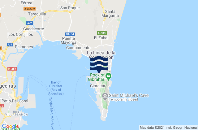 Carte des horaires des marées pour Bayside Marina, Gibraltar