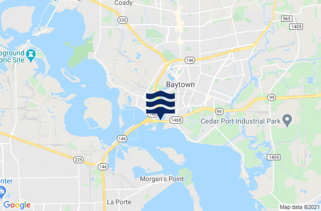 Carte des horaires des marées pour Baytown, United States