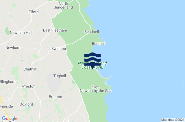 Carte des horaires des marées pour Beadnell Bay, United Kingdom