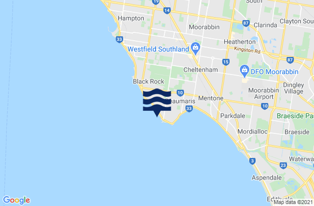 Carte des horaires des marées pour Beaumaris, Australia