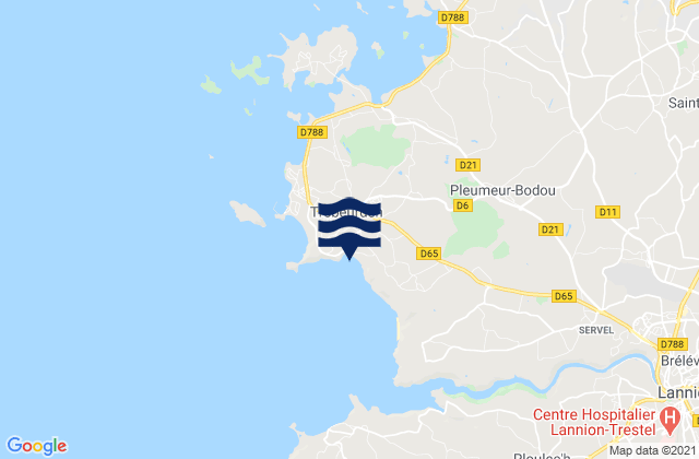 Carte des horaires des marées pour Beg Leguer, France