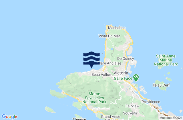 Carte des horaires des marées pour Bel Ombre, Seychelles