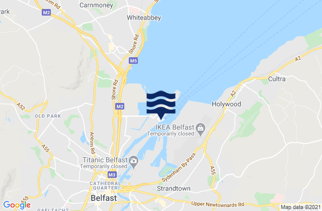 Carte des horaires des marées pour Belfast Port, United Kingdom