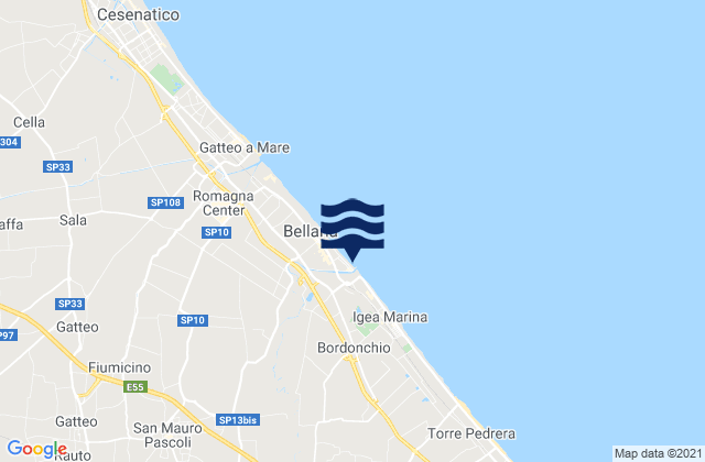Carte des horaires des marées pour Bellaria-Igea Marina, Italy
