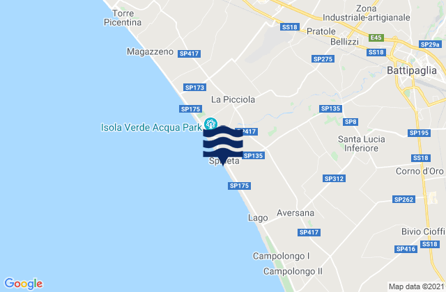 Carte des horaires des marées pour Bellizzi, Italy