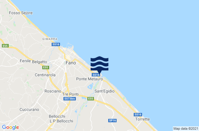 Carte des horaires des marées pour Bellocchi, Italy