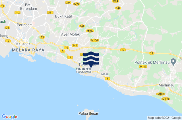 Carte des horaires des marées pour Bemban, Malaysia