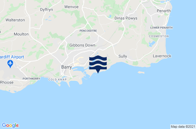Carte des horaires des marées pour Bendricks Beach, United Kingdom