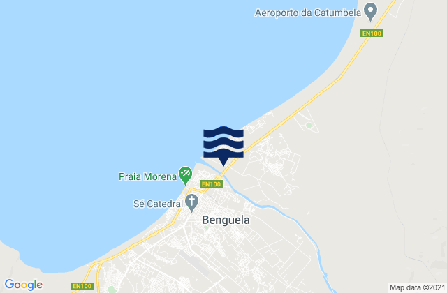 Carte des horaires des marées pour Benguela, Angola