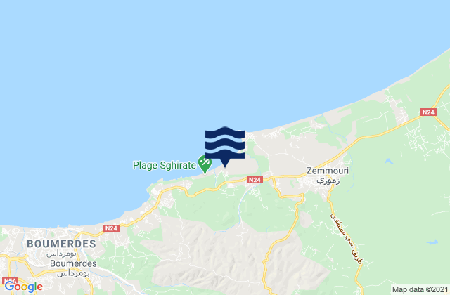 Carte des horaires des marées pour Beni Amrane, Algeria
