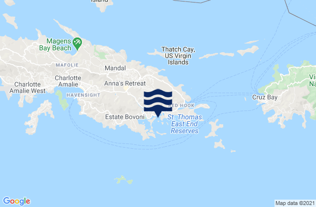 Carte des horaires des marées pour Benner Bay, Saint Thomas, U.S. Virgin Islands