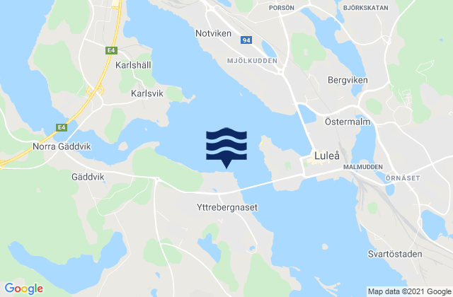 Carte des horaires des marées pour Bergnäset, Sweden