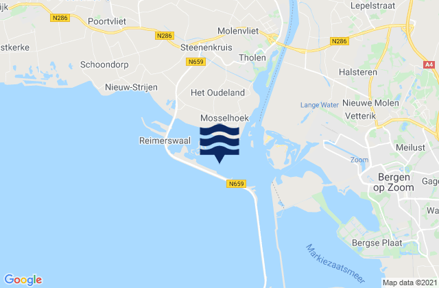 Carte des horaires des marées pour Bergsche Diepsluis west, Netherlands