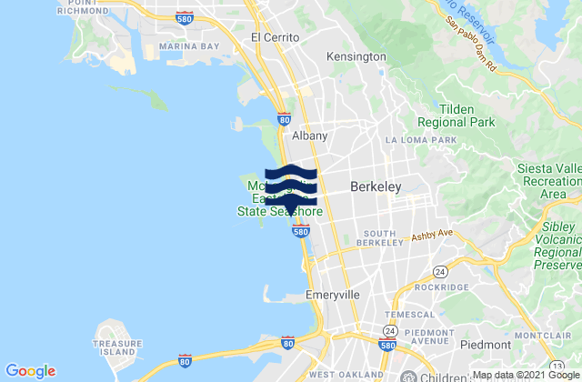Carte des horaires des marées pour Berkeley, United States